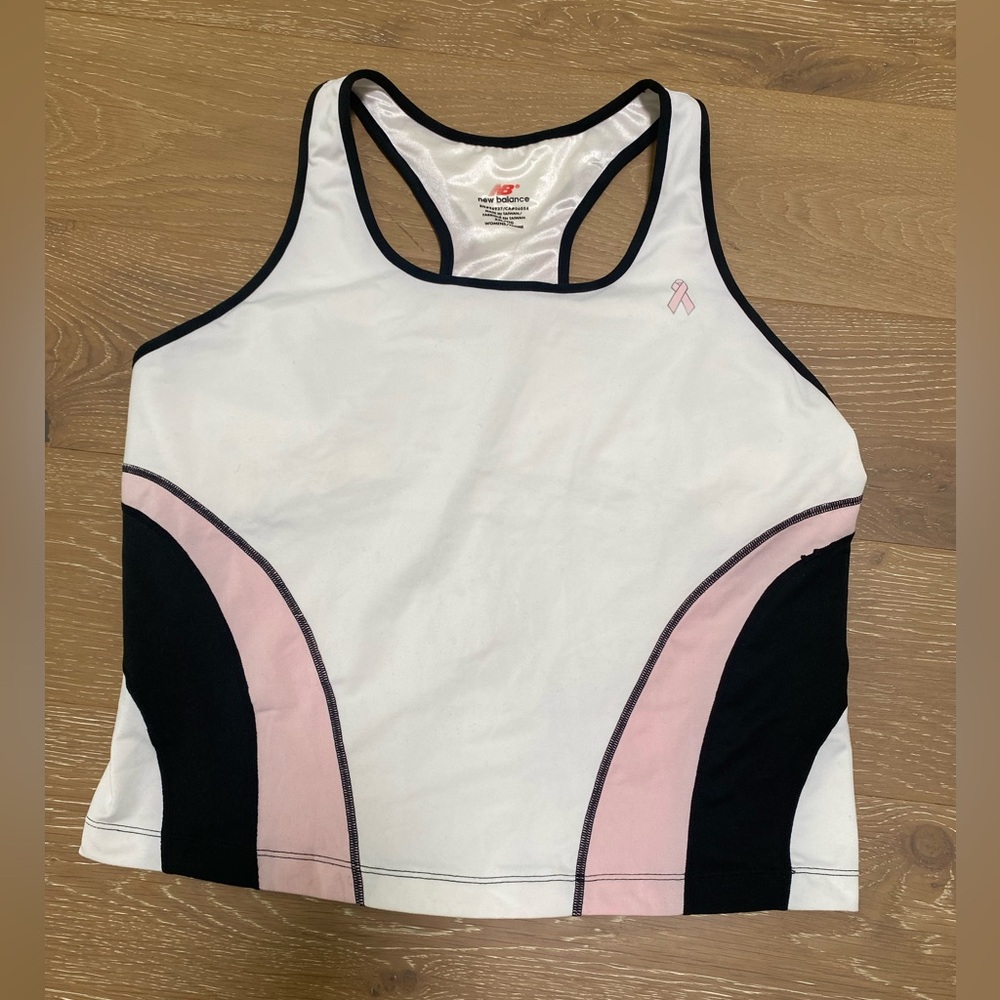 New Balance Racerback Built in Bra Tank Top White Size XXL